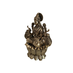 Auspicious Brass Gaja Lakshmi Idol with Elephants - Goddess of Power