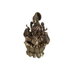 Auspicious Brass Gaja Lakshmi Idol with Elephants - Goddess of Power Brass Ware