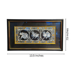 Rajasthan Miniature Hand-Painted Elephant and Horse Trio Paintings