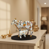 Kamadhenu Resin Cow with Calf | Decorative Spiritual Figurine
