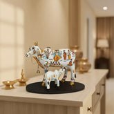 Kamadhenu Resin Cow with Calf | Decorative Spiritual Figurine maruthi handicrafts