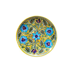 Handcrafted Blue Pottery Wall Plate – Quartz Artwork | Floral Wall Décor Pottery