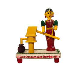 Village Woman at the Water Pump – Etikoppaka Wooden Craft