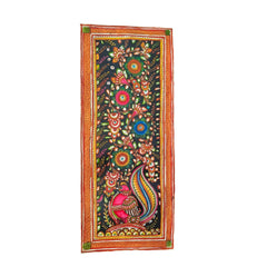 The Ethereal Peacock Amidst Cosmic Blooms Leather Paintings