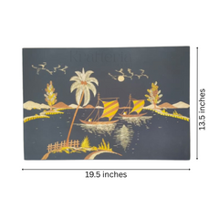 Straw Marquetry Coastal Scene