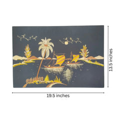 Straw Marquetry Coastal Scene wall decor