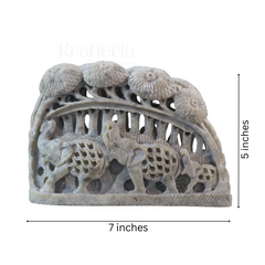 Inlay Jungle Scene – Elephants Beneath Tree, Ethnic Nature Décor