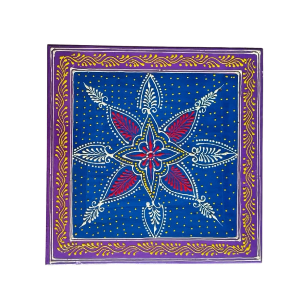 Hand-Painted Wooden Stool For Pooja (Chowki) with Traditional Design Wood Decorative