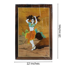 Lady with Firewood Scene – Exquisite Rosewood Inlay Wall Décor Arun