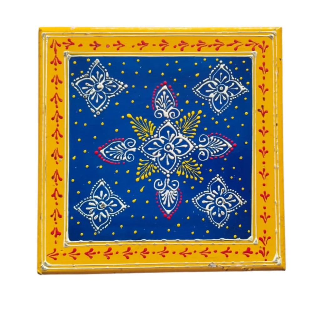Hand-Painted Wooden Stool For Pooja (Chowki) with Traditional Design Wood Decorative