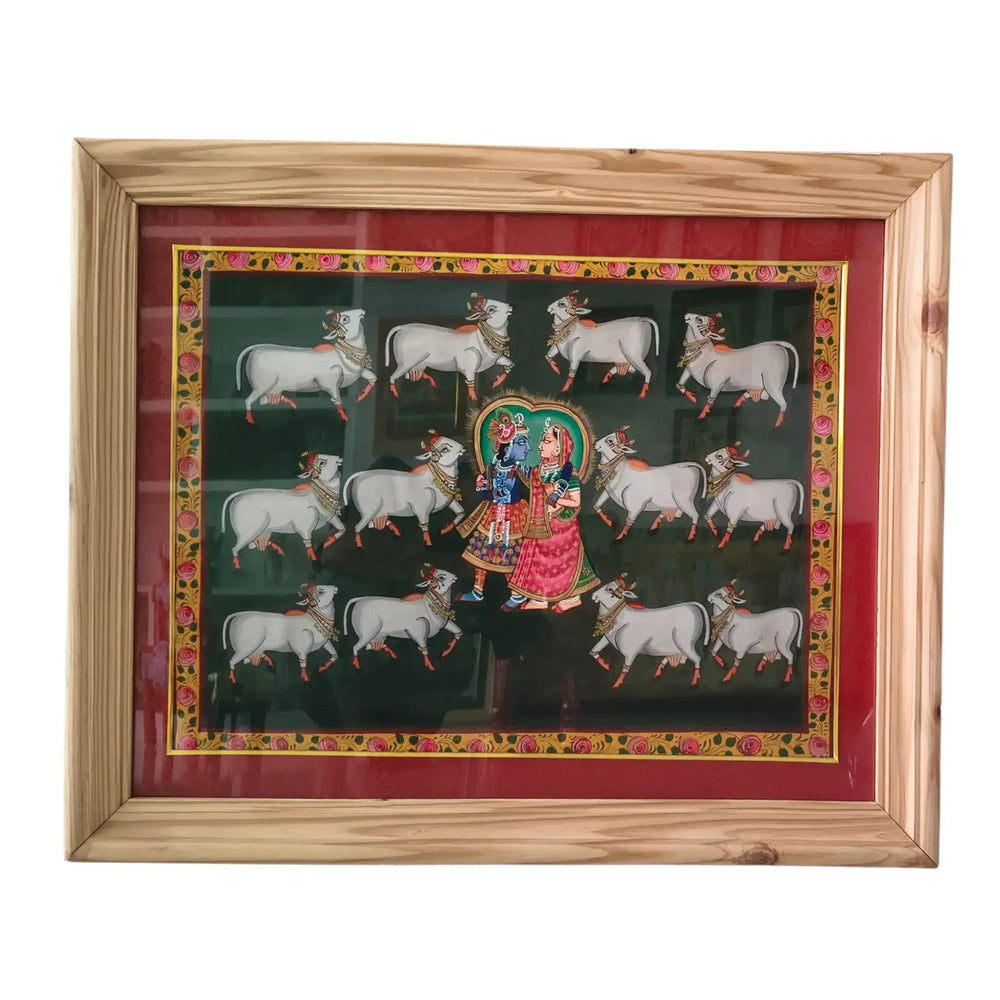 Radha and Krishna Surrounded by the Holy Cows Painting Paintings
