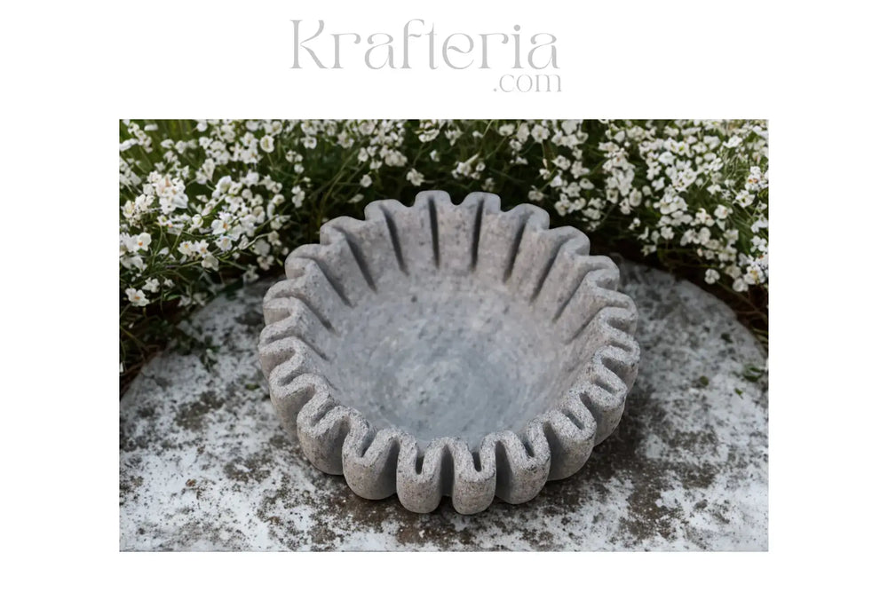 Elegant Marble Ruffle Edge Decorative Bowl Marble Soft Stone