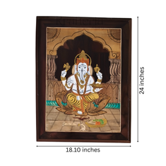 Devotional Rosewood Inlay – Lord Ganesha on Lotus Throne