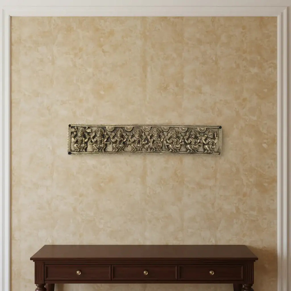 Exquisite Brass Ashta Lakshmi Wall Hanging - Eight Forms of Goddess Lakshmi Brass Ware