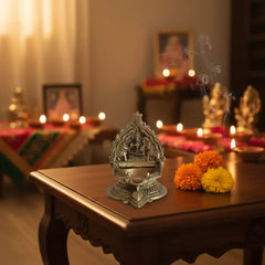 Brass Gaja Lakshmi Diya (Oil Lamp with Elephants) Brass Ware