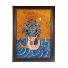Vishnu in Matsya Avatar – Handcrafted Kerala Mural Wall Art