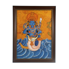 Vishnu in Matsya Avatar – Handcrafted Kerala Mural Wall Art Paintings
