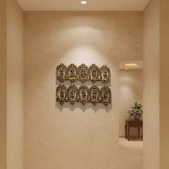 Dashavatara Brass Wall Panel - Rectangular 10 Avatars of Lord Vishnu Wall Hanging Brass Artwork