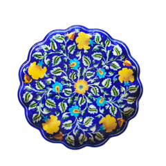 Hand-Painted Blue Pottery Decorative Wall Plate
