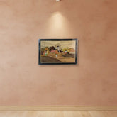 Village Life Scene in Wooden Inlay – Lady Washing Cloth Handmade Art Arun