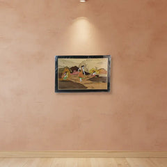 Village Life Scene in Wooden Inlay – Lady Washing Cloth Handmade Art Arun