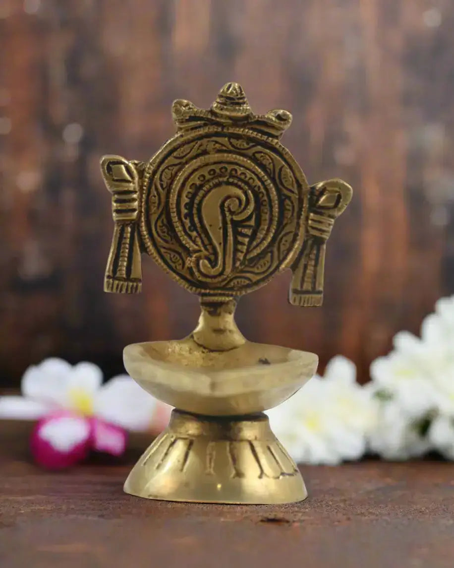 Brass Shanku Chakra Diya for Pooja and Rituals Brass Ware