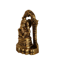 Brass Ganesha Idol with Prabhavali Arch - Lord of New Beginnings Brass Artwork