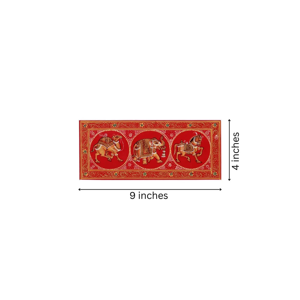 Crimson Procession of Divine Animals Miniature Painting Paintings