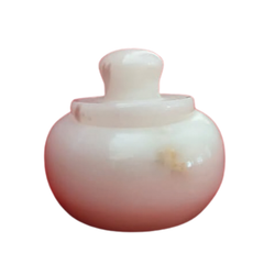 Handcrafted Marble Kumkum Box – Traditional Puja Accessory Marble Soft Stone