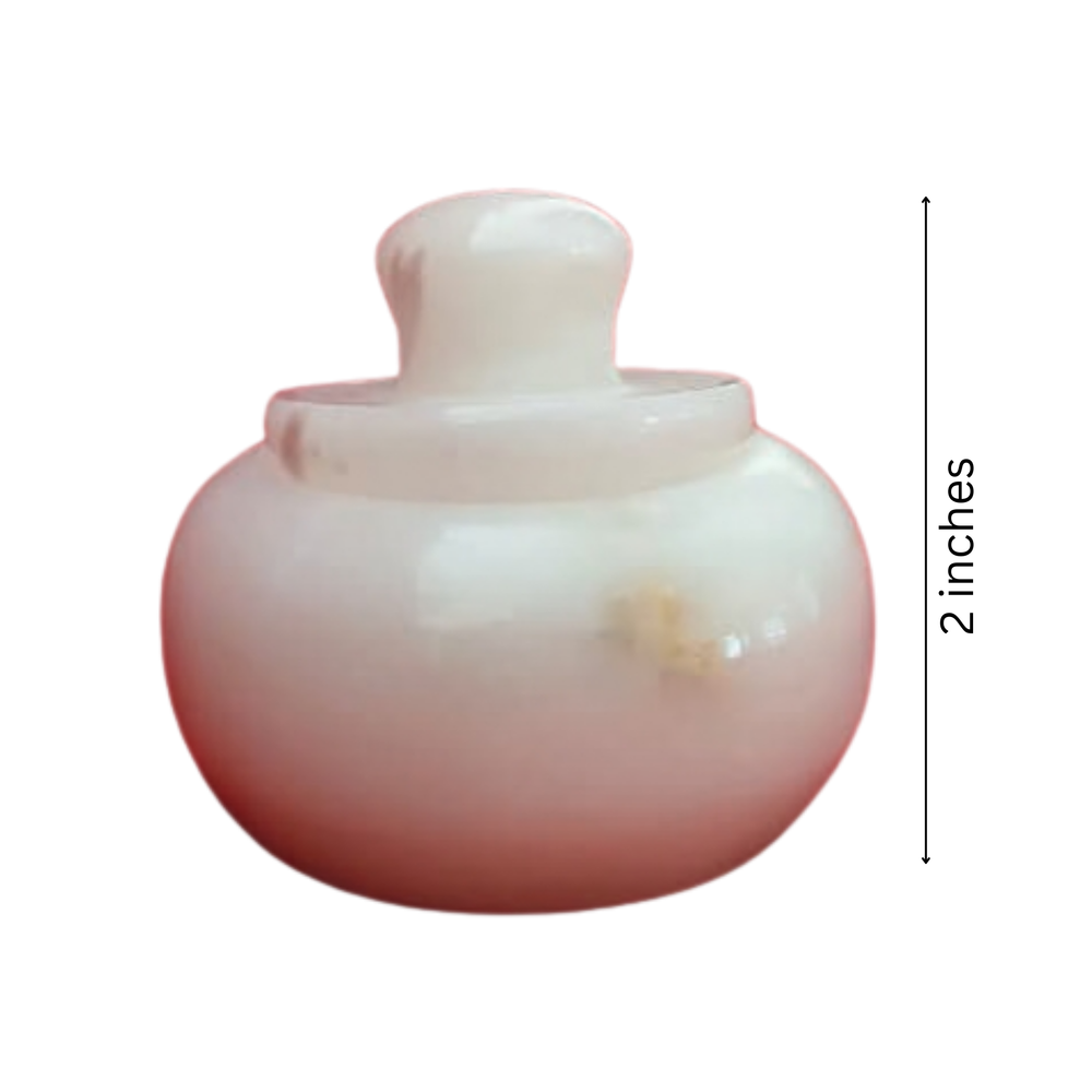 Handcrafted Marble Kumkum Box – Traditional Puja Accessory Marble Soft Stone