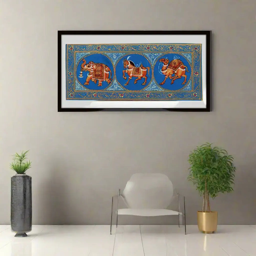 Celestial Beasts of Rajasthan Miniature Painting Paintings