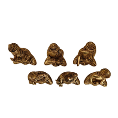 Set of 6 Handcrafted Brass Buddha Idols - Various Mudras for Zen Decor Brass Artwork