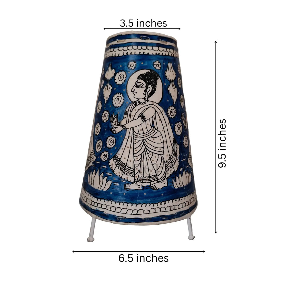 Traditional Indian Leather Puppetry Lamp - Buddha with Lotus | Bed Lamp Leather Paintings