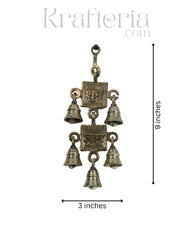 Decorative Brass Shubh Labh Bell Wall Hanging for Spiritual Spaces