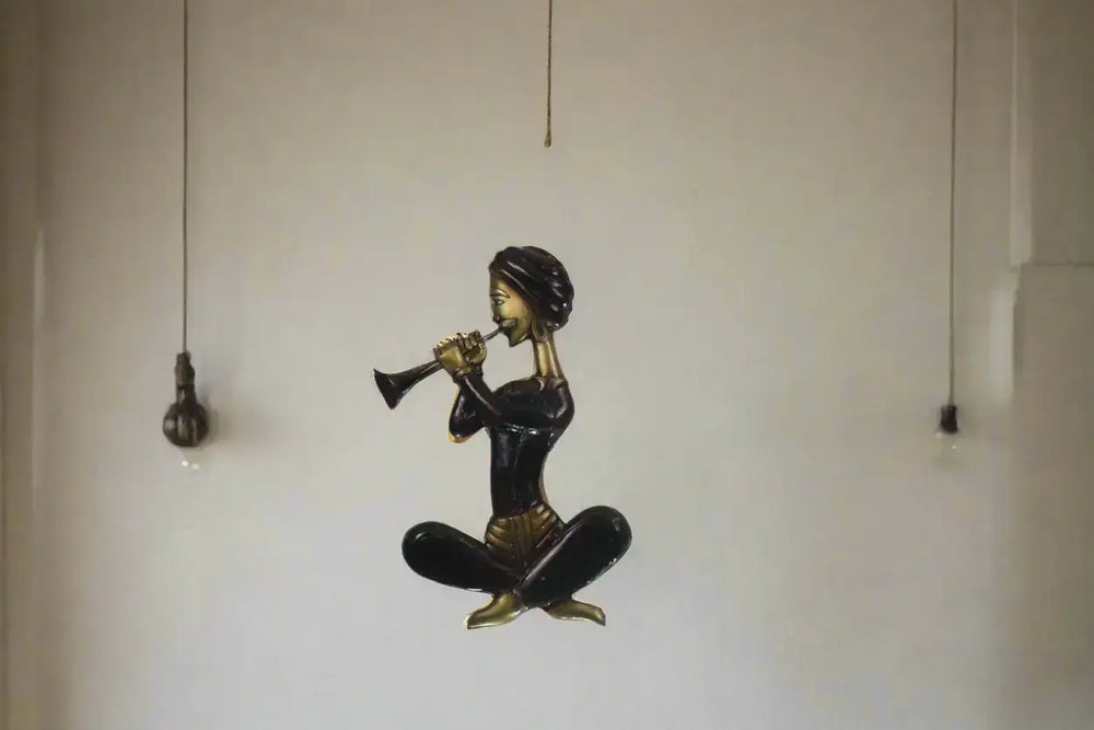 Rhythmic Silhouettes-Metal Musician Wall Decor Brass Ware