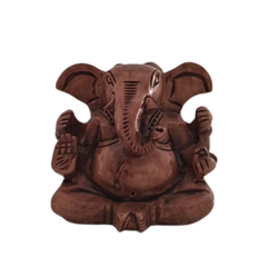 Decorative Wooden Ganesh in Seated Position | Handmade Religious Figurine