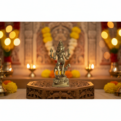 Powerful Brass Kala Bhairava Idol with Dog - Protector Deity Sculpture