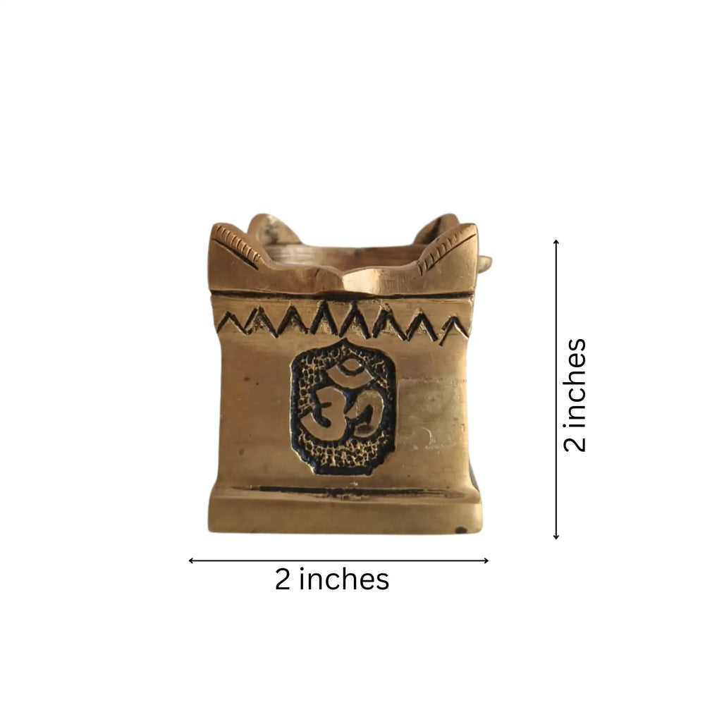 Brass Multi-Wick Oil Lamp with (Panch Aarti Diya) Om Symbols Brass Ware