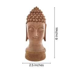 Buddha Wooden Head Statue | Hand-Carved Spiritual Decor