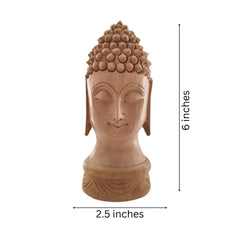 Buddha Wooden Head Statue | Hand-Carved Spiritual Decor maruthi handicrafts