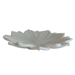 Natural white marble tray with intricate flower carving