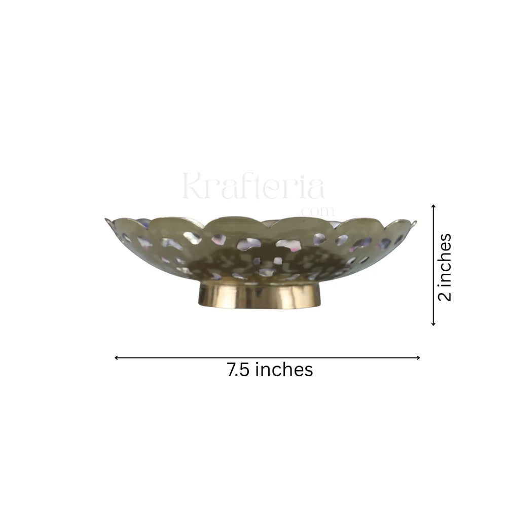 Artisan Bloom-Brass Bowl with Floral Motif Brass Ware