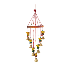 Hand-Painted Lord Ganesha and Golden Bell Wind Chime