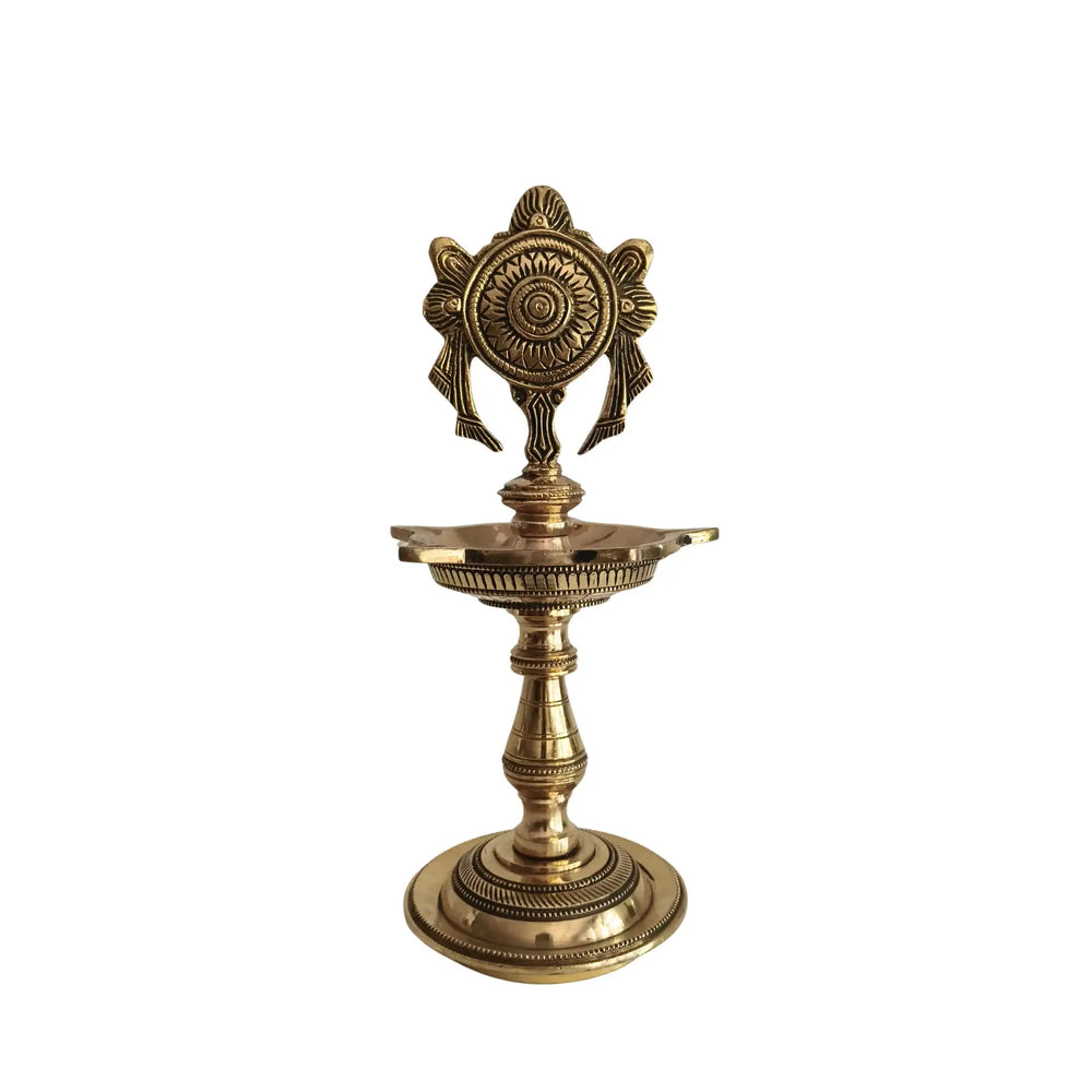 Brass Diya Stand Decorative - Traditional Puja Oil Lamp Brass Ware