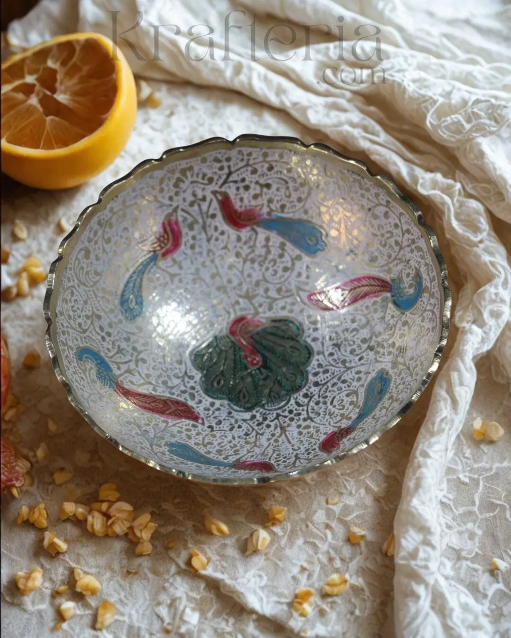 Peacock Glory - Centerpiece Brass Fruit Bowl Brass Ware