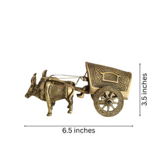 Brass Bullock Cart Figurine with Covered Canopy | Traditional Home Decor Showpiece Brass Ware