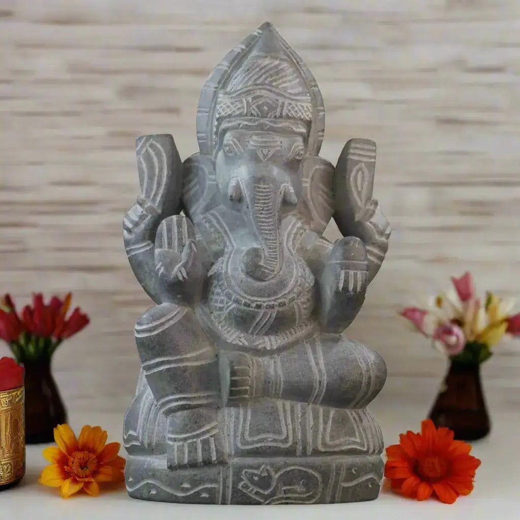 Ganesh Ji Statue in Soft Stone – Puja & Decorative Use belur shanker