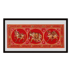 Crimson Majesty - A Gilded Miniature Procession Painting