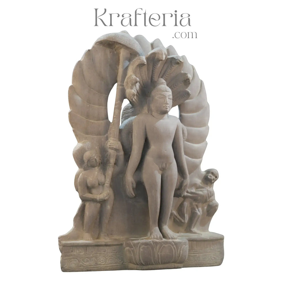 Vardhaman Mahaveer 2-Sided Sculpture – Divine Jain Tirthankara Art Soft Stone