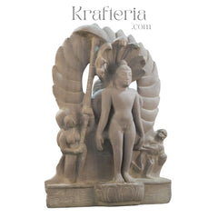 Vardhaman Mahaveer 2-Sided Sculpture – Divine Jain Tirthankara Art Soft Stone